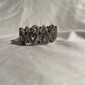 Vintage Rhinestone Crystal Silver Bracelet Bangle​​​​​